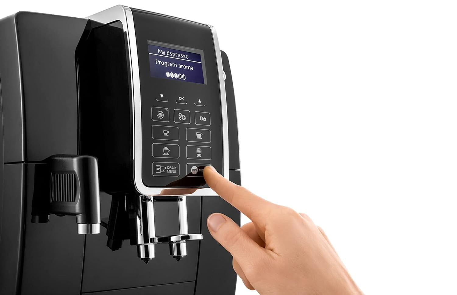 Panneau de commande de la Delonghi Dinamica latte avec afficheur