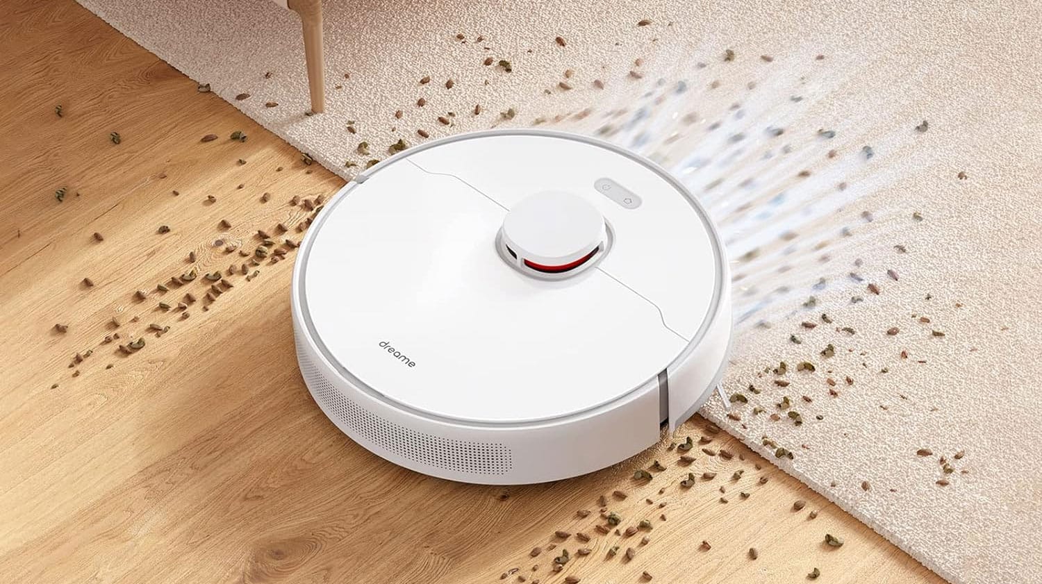 Aspirateur robot Dreame D10 Plus : détection automatique des moquettes et tapis pour adapter la puissance d'aspiration.