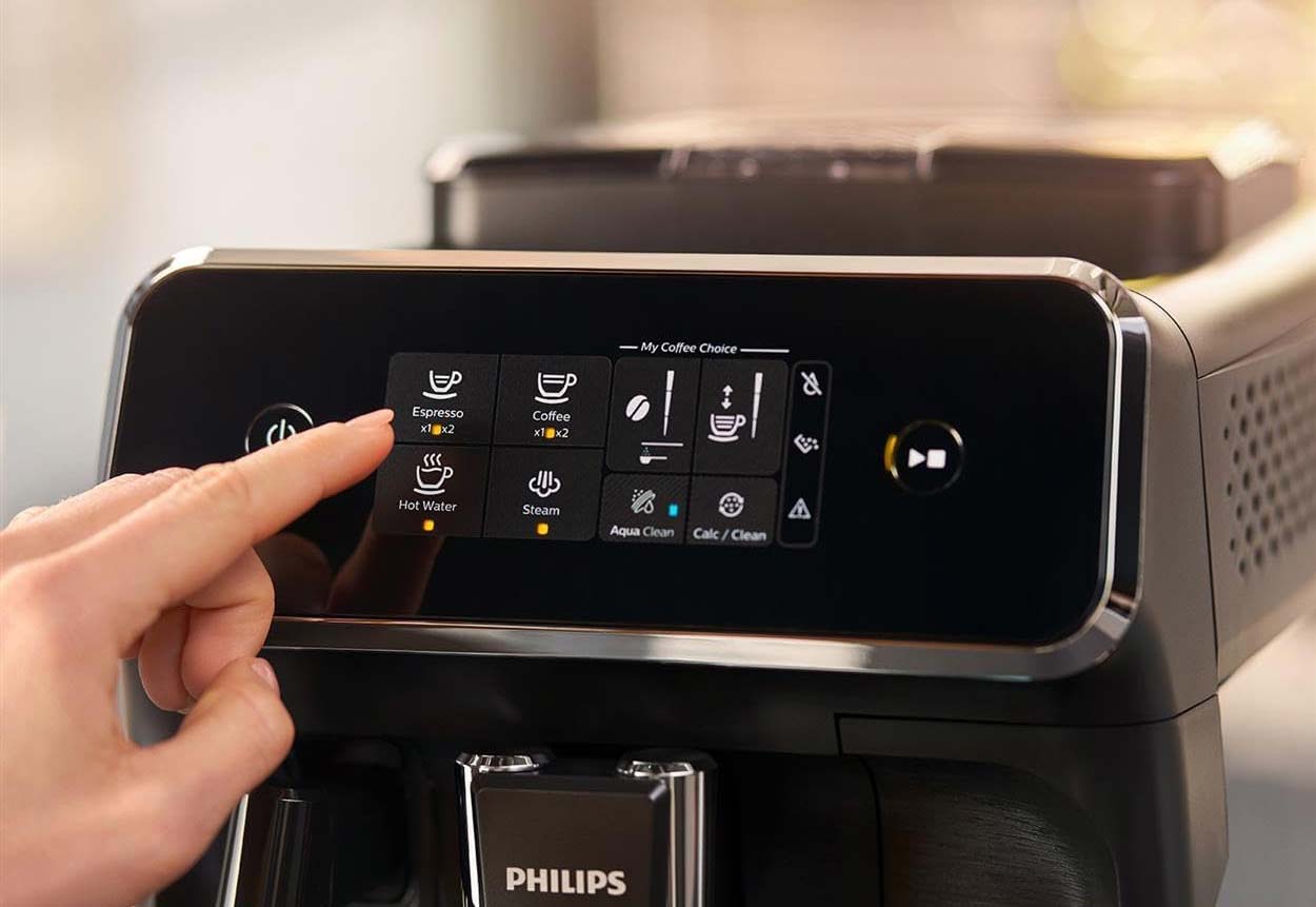Les touches sensitives permettent de sélectionner et personnaliser votre café en un seul geste.