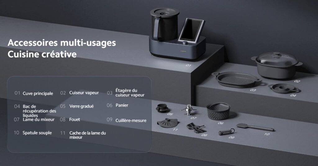 Le robot cuiseur multifonction Xiaomi Smart Cooking Robot et ses accessoires