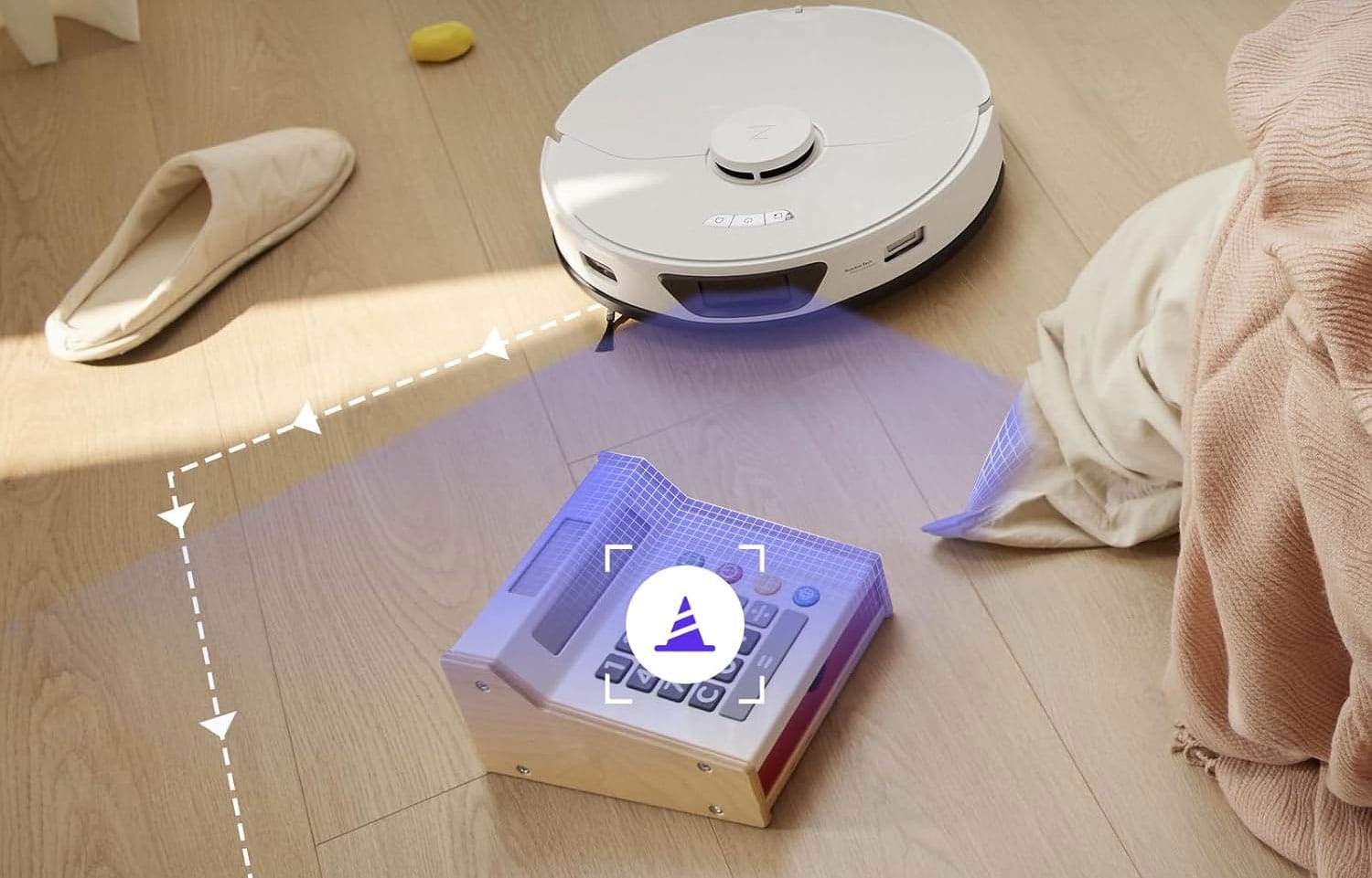 Aspirateur robot Roborock S7 Max Ultra : capteur laser « LiDAR PreciSense » et système anti-collision « Reactive Tech ».