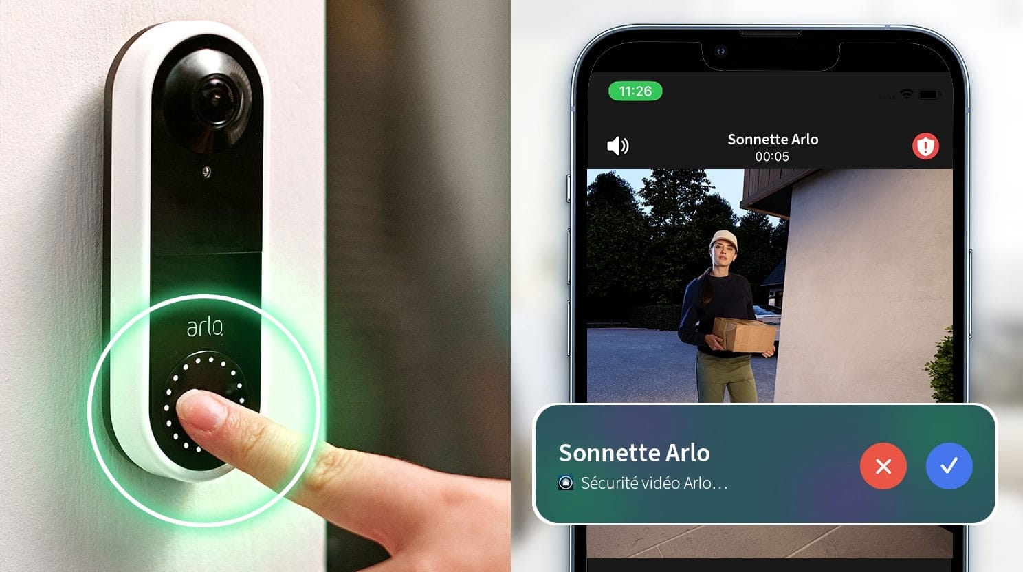 Arlo Essential Wireless Video Doorbell : en cas de visite, appel SIP est passé au propriétaire pour l’en informer.