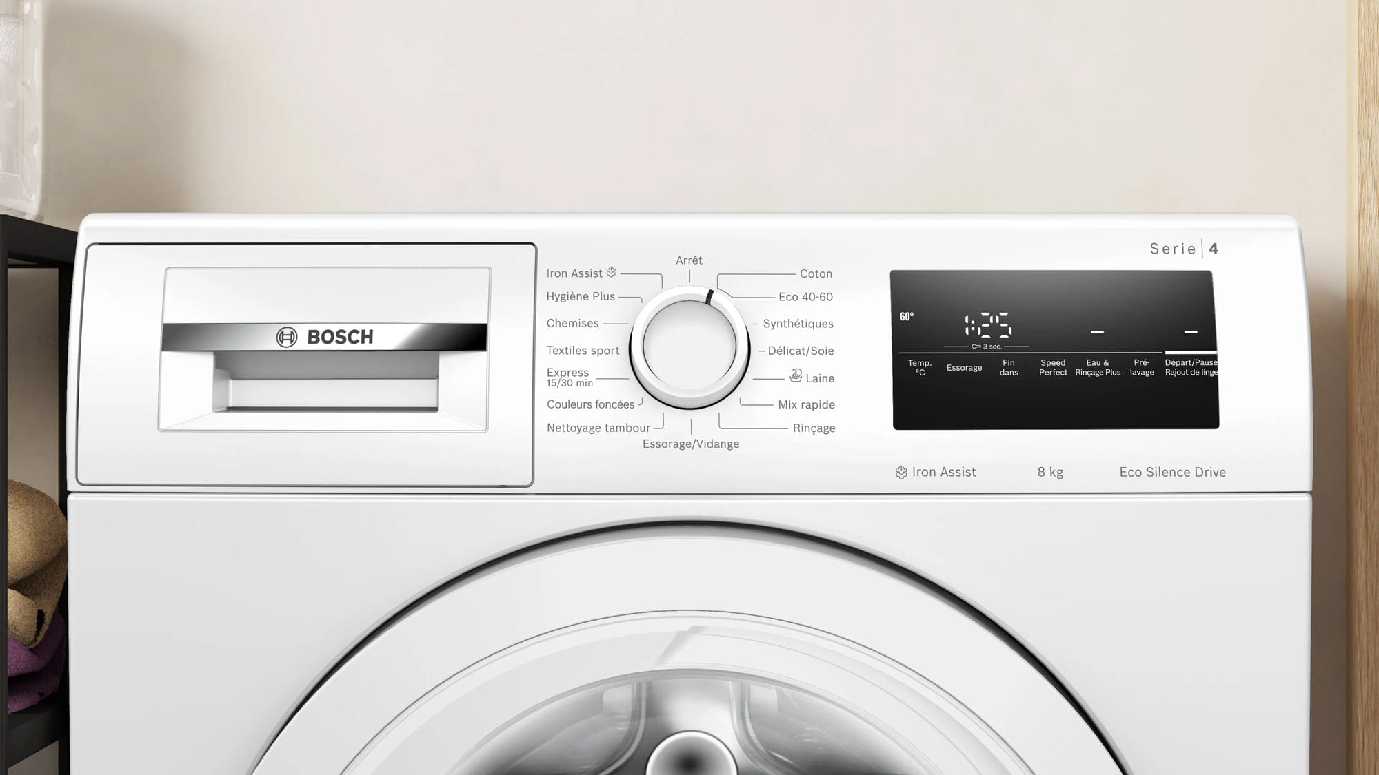 Lave linge Bosch WAN28258FR : panneau de commande.
