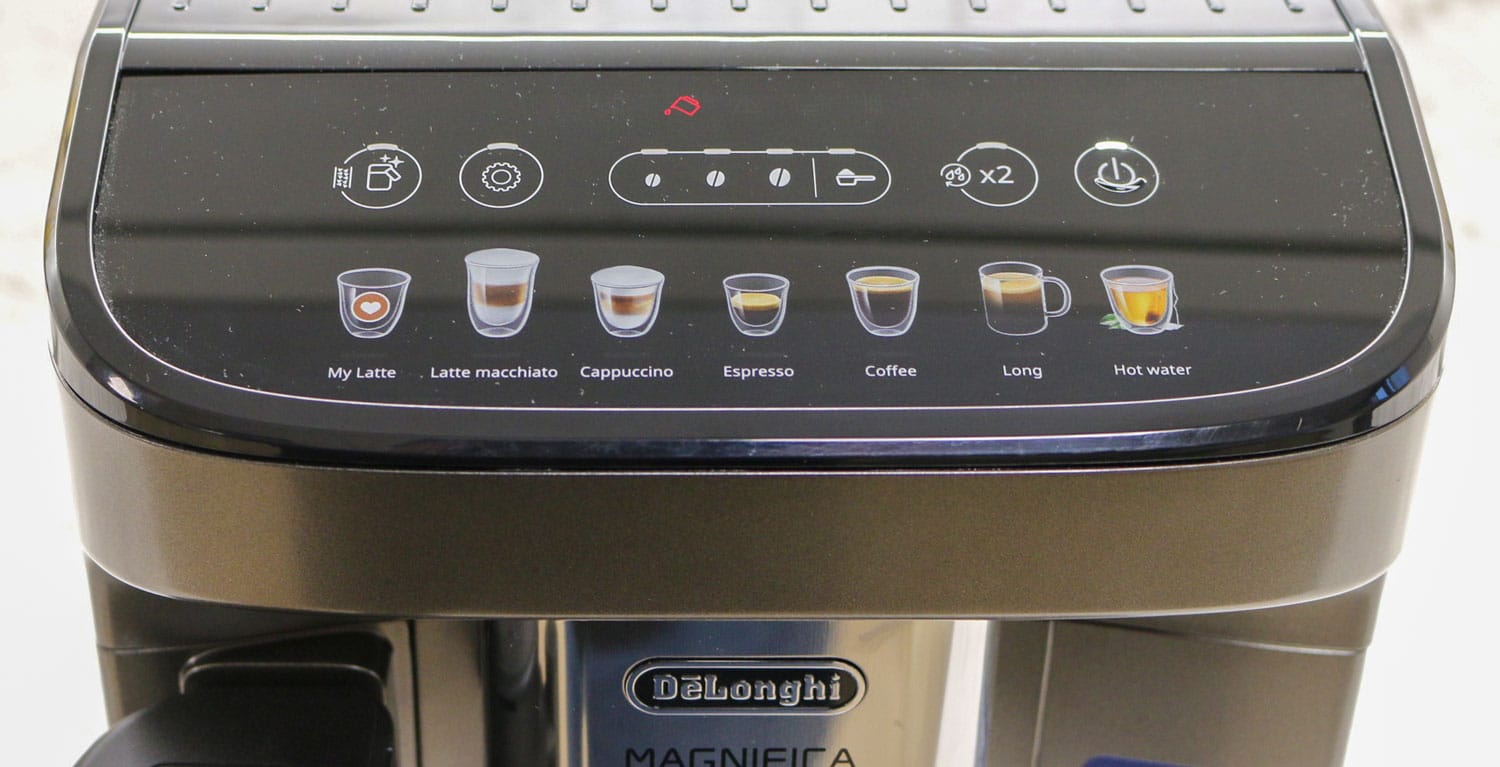Panneau de commande de la Delonghi Magnifica Evo Latte. (c) Labo Maison