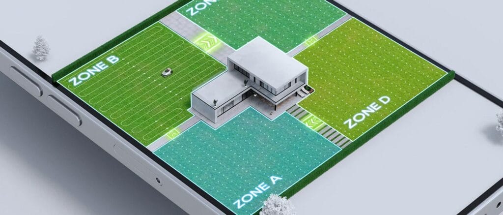 Robot tondeuse Dreame Roboticmower A1 : gestion des zones de tonte.