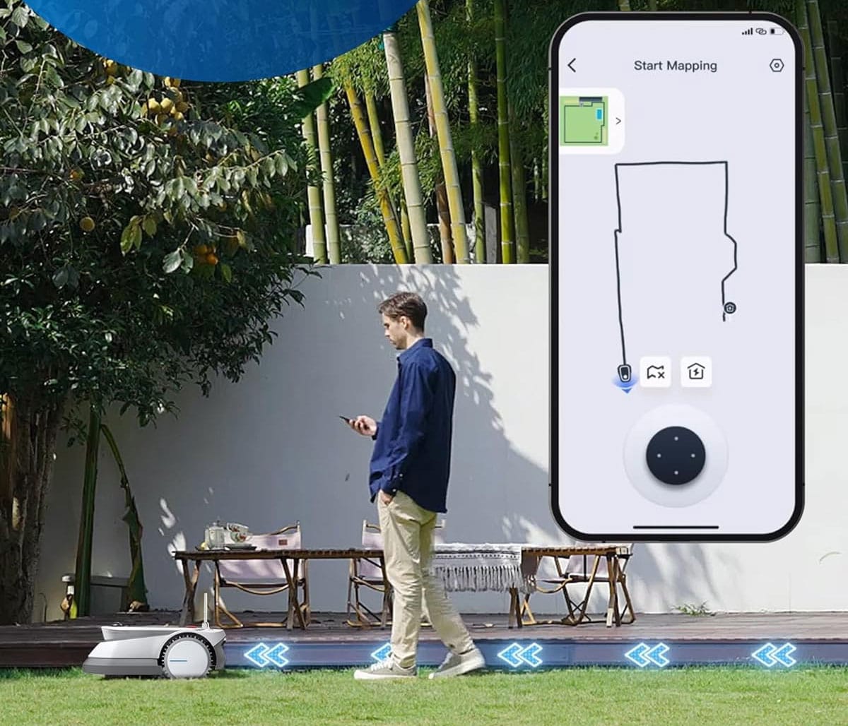 Délimitations sans fil du jardin à l'aide de l'application.