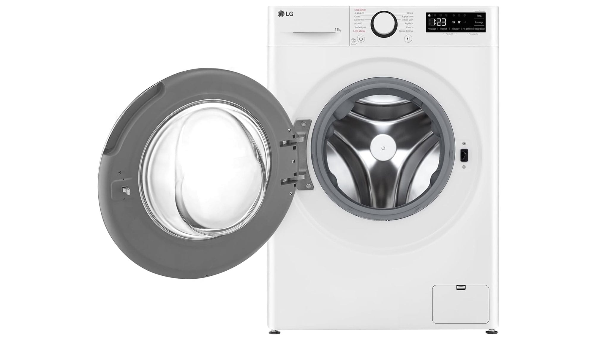 Lave-linge LG F14R50WHS : hublot avec un diamètre d'accès est de 30 cm et son angle d'ouverture est de 150°.