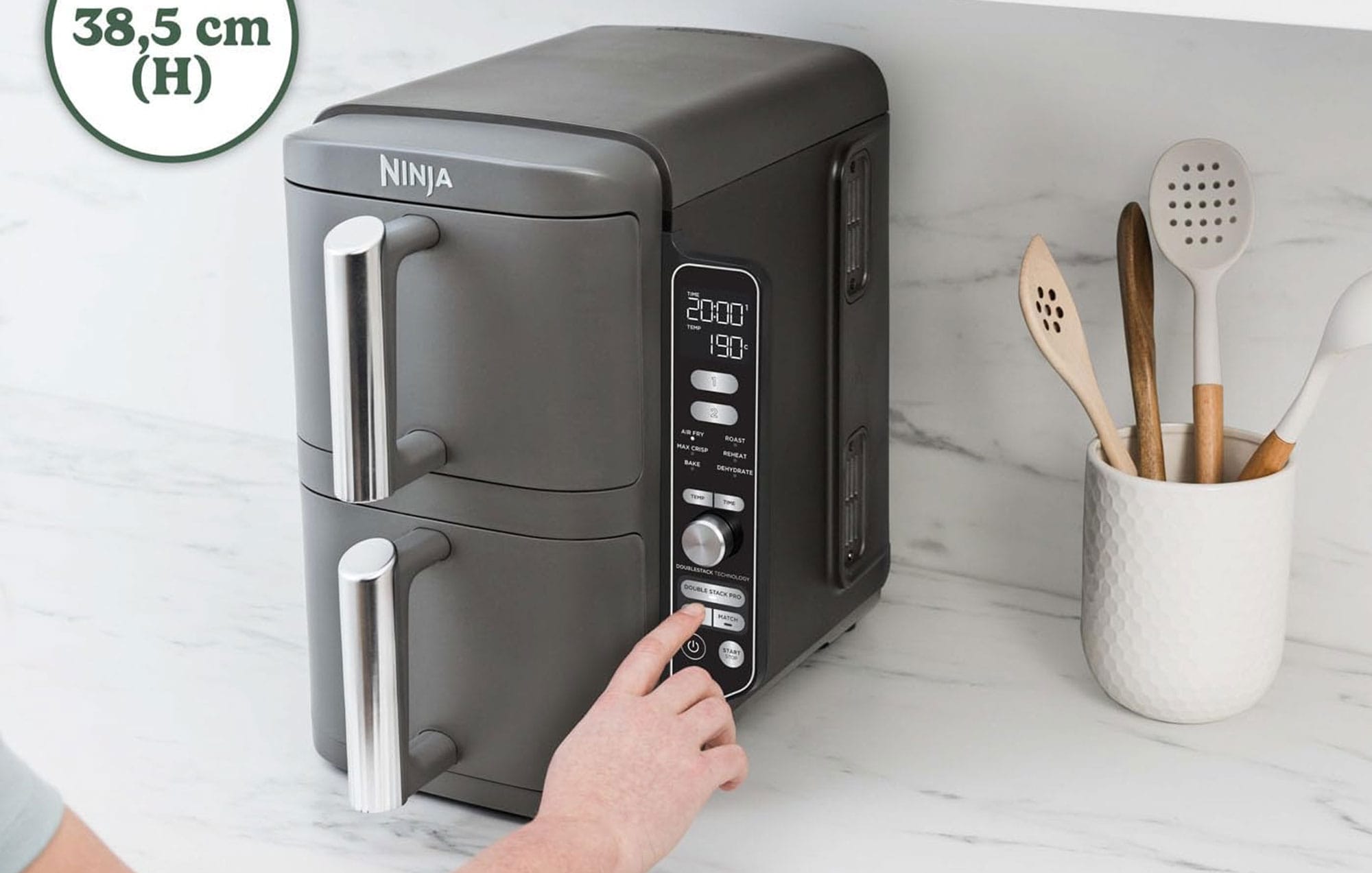 Panneau de commande de la friteuse sans huile Ninja Double Stack XL 9,5 L SL400EU.