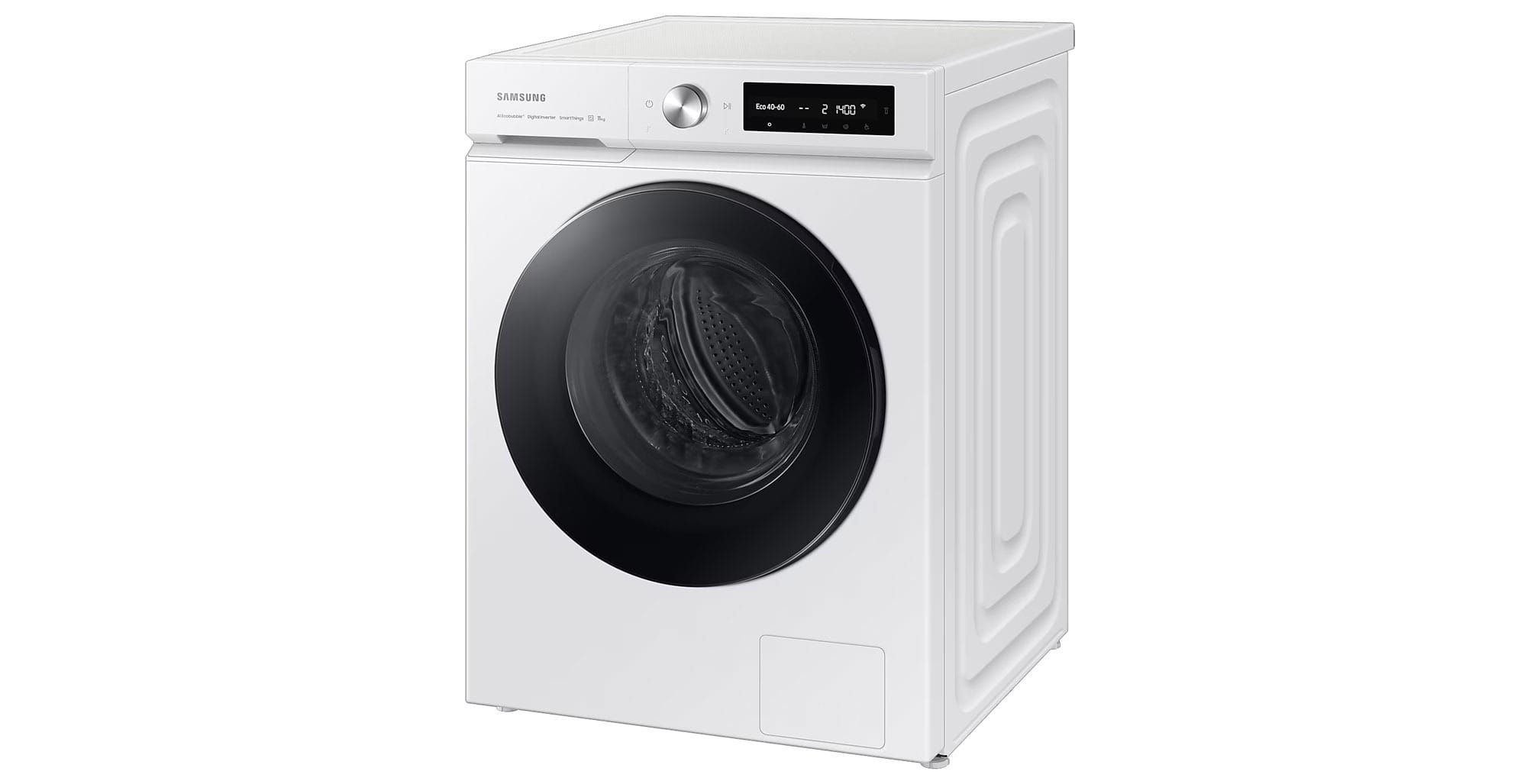 Lave linge Samsung WW11BB704 : dimensions déballées de 850 x 600 x 600 mm (HxLxP) et un poids déballé de 73 kg.