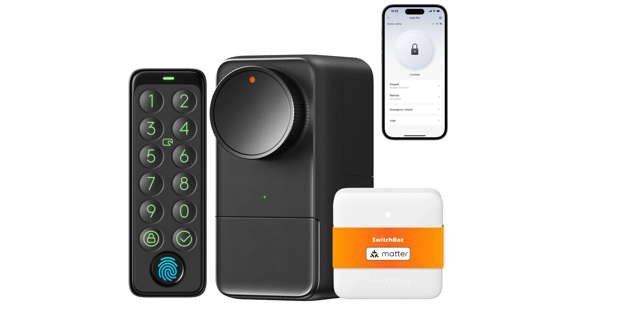 SwitchBot Lock Pro : disponible en pack avec un clavier et un module Matter au prix de 239,99 €.