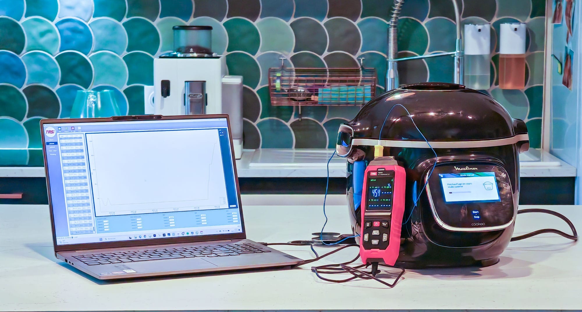 Test du Cookeo Touch Wifi : relévé de température en cuisson sous pression. (c) Labo Maison