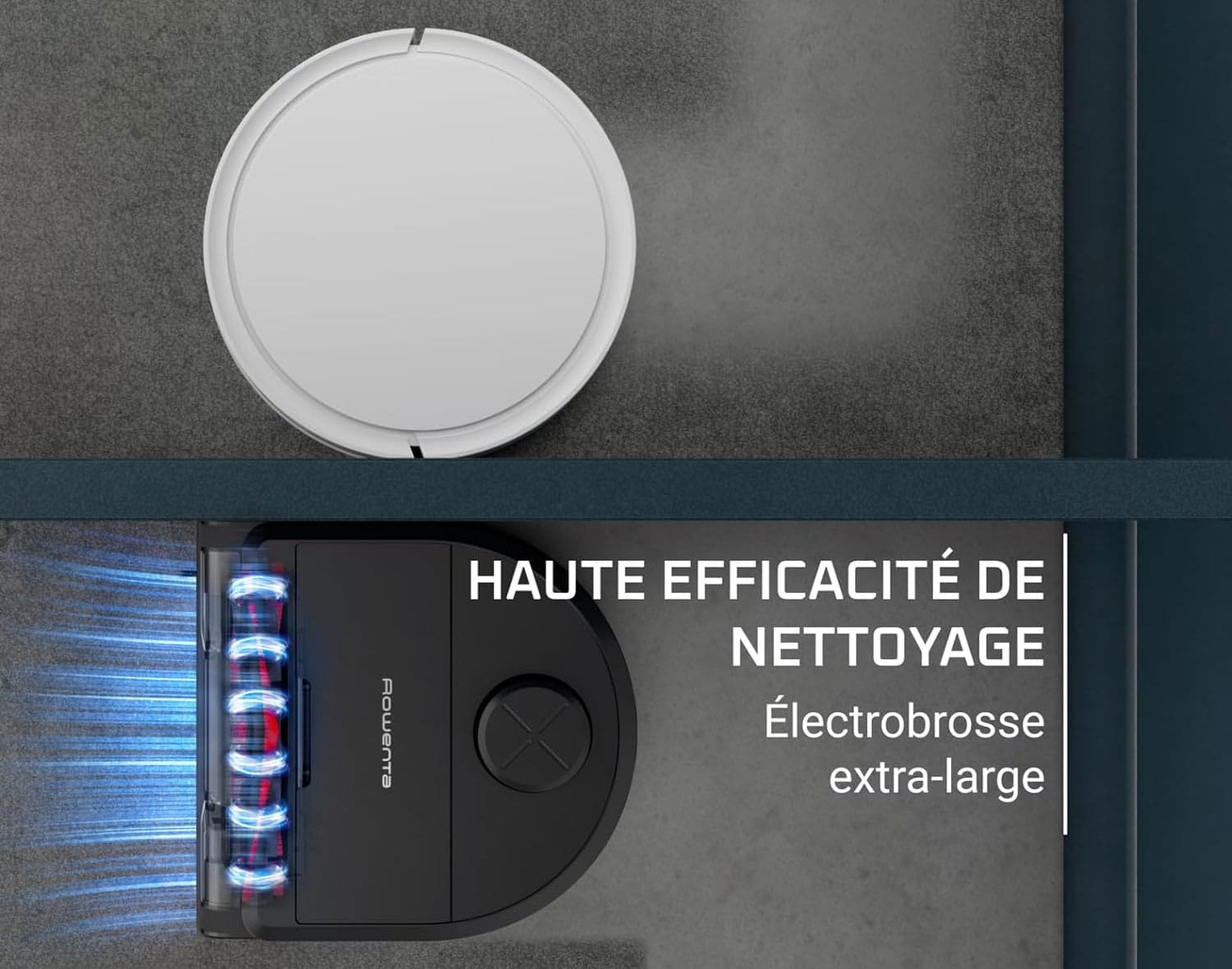 Une forme en D pour une grande brosse motorisée.