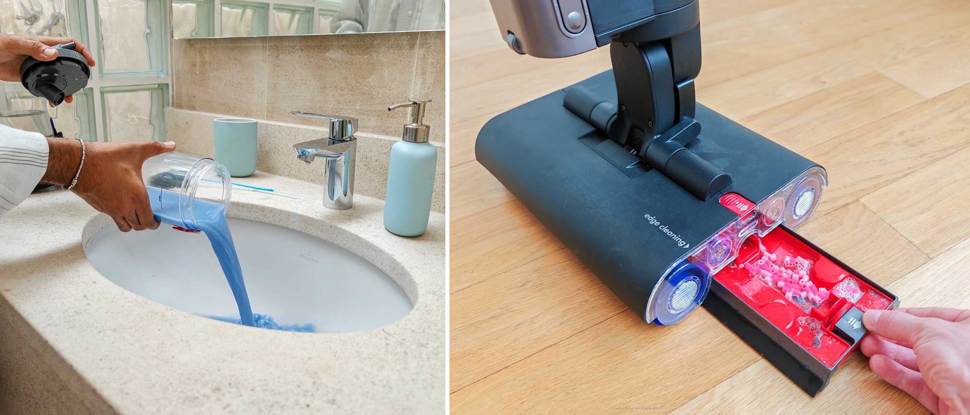 Après l'utilisation du Dyson WashG1, il est nécessaire de vider le réservoir d'eau salle et de jeter les déchets à la poubelle.