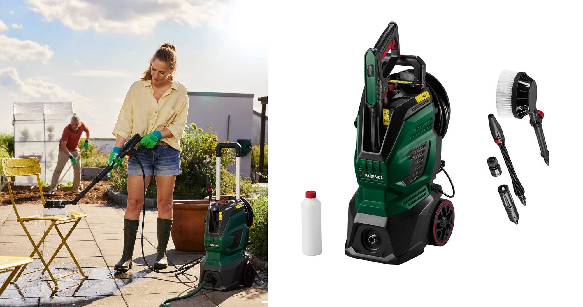 Accessoires livrés avec le nettoyeur haute pression Lidl Parkside PHD 170 D2 2400 W.