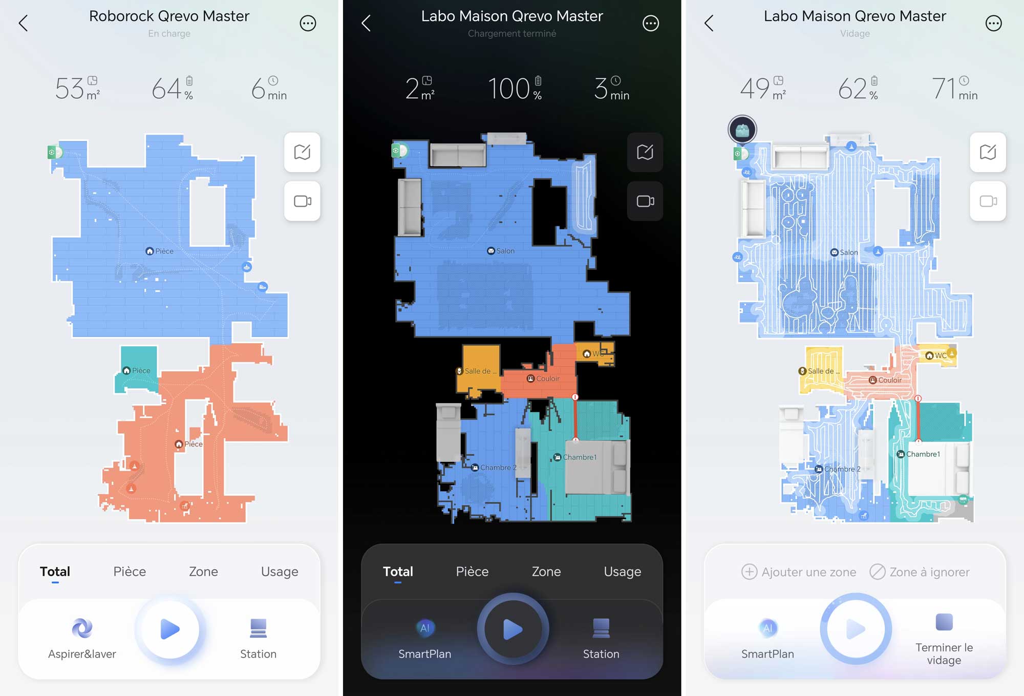 Le plan du domicile proposé par le Roborock Qrevo Master est précis. Très peu d'ajustement ont été nécessaires suite à la première carte. (c) Labo Maison