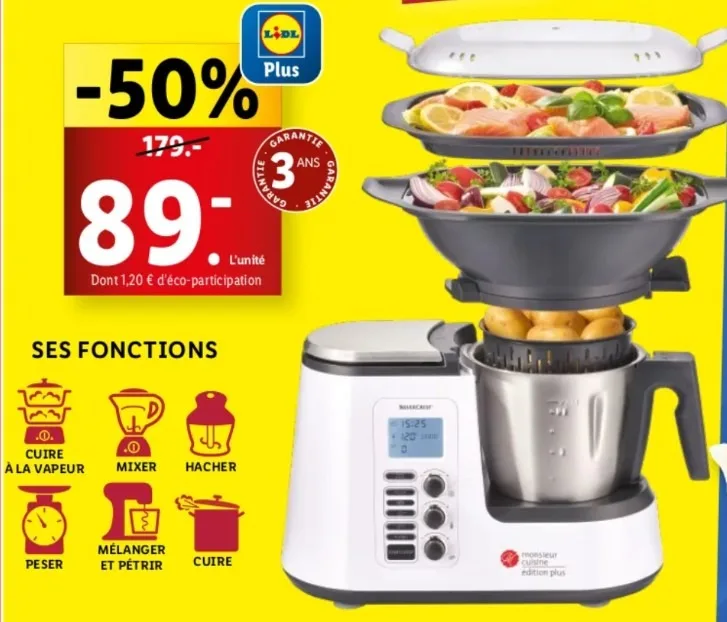 Nouvelle promo de Lidl sur le Monsieur Cuisine Plus du 2 au 4 août 2024. 