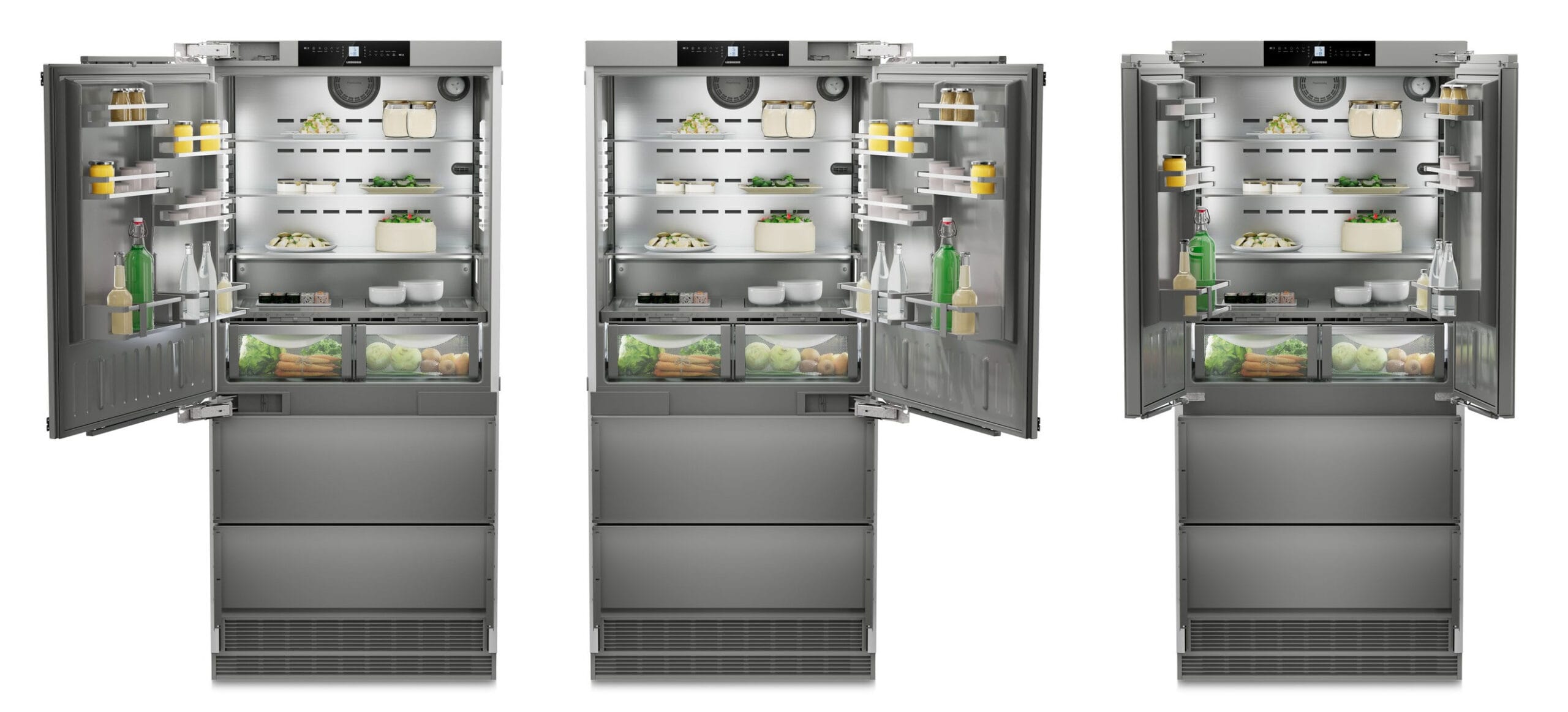 Réfrigérateur multiportes intégrable Liebherr ECBNe 8870 1 2 BioFresh NoFrost trois ouvertures possibles : gauche, droite et double portes.
