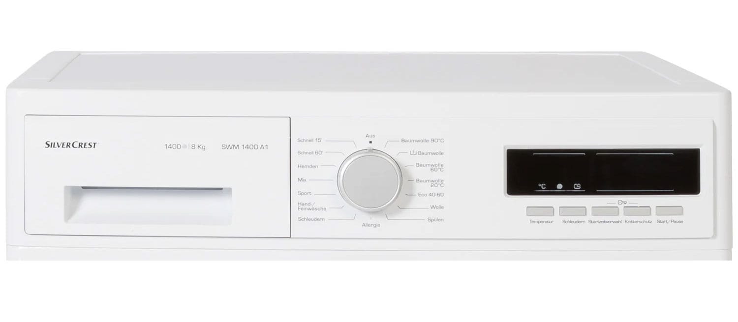 Silvercrest SWM 1400 A1 propose une vitesse d'essorage réglable allant jusqu'à 1400 tours par minute et dispose de 15 programmes de lavage.