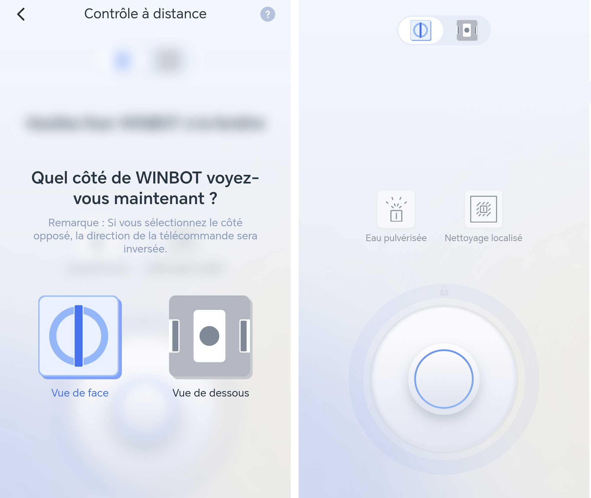 Le Winbot W2 Omni offre un contrôle à distance via son application, pratique pour diriger le robot vers des zones difficiles d'accès. (c) Labo Maison