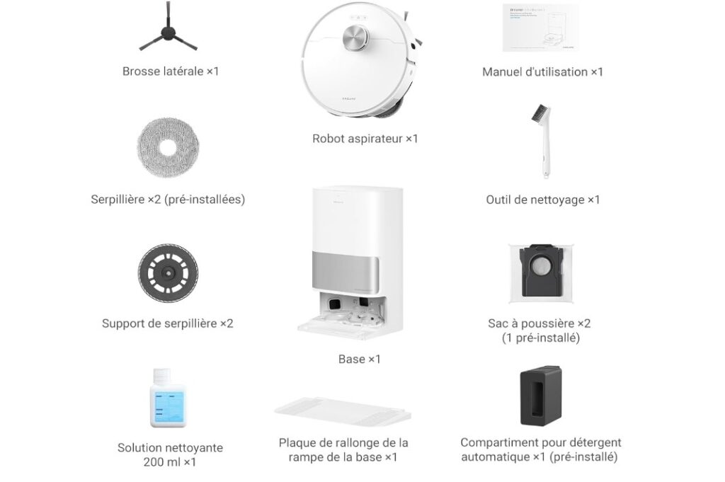 Les accessoires fournis avec le Dreame L10s Ultra Gen 2