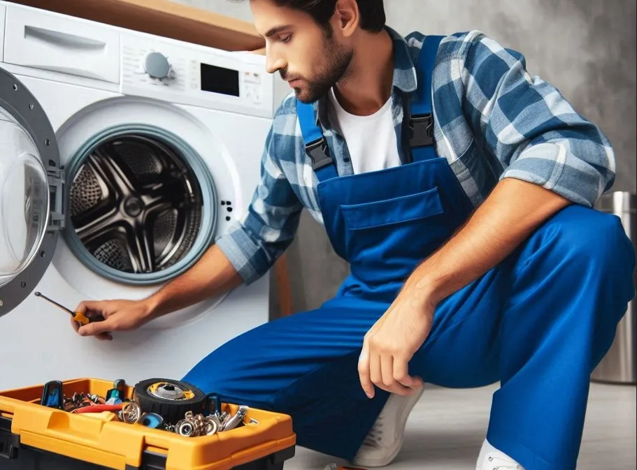 Image générée par Copilot illustrant la réparation d'un lave linge