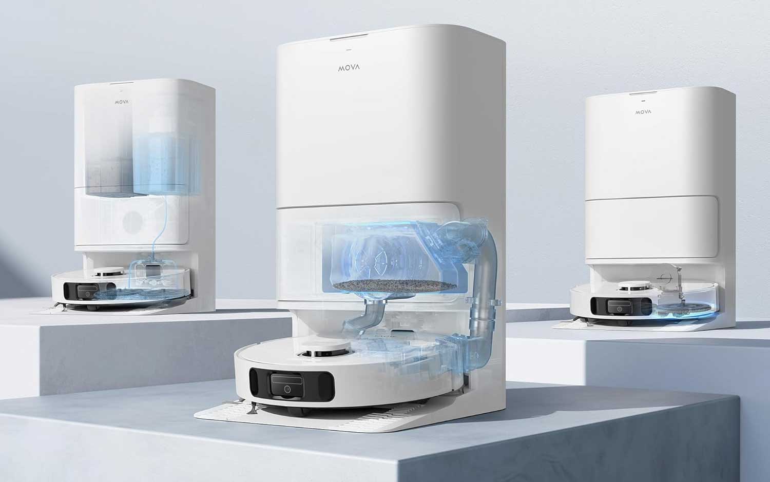 L'aspirateur robot Dreame Mova E30 Ultra est accompagné d'une station multifonction qui aspire le collecteur, lave et sèches les serpillières.