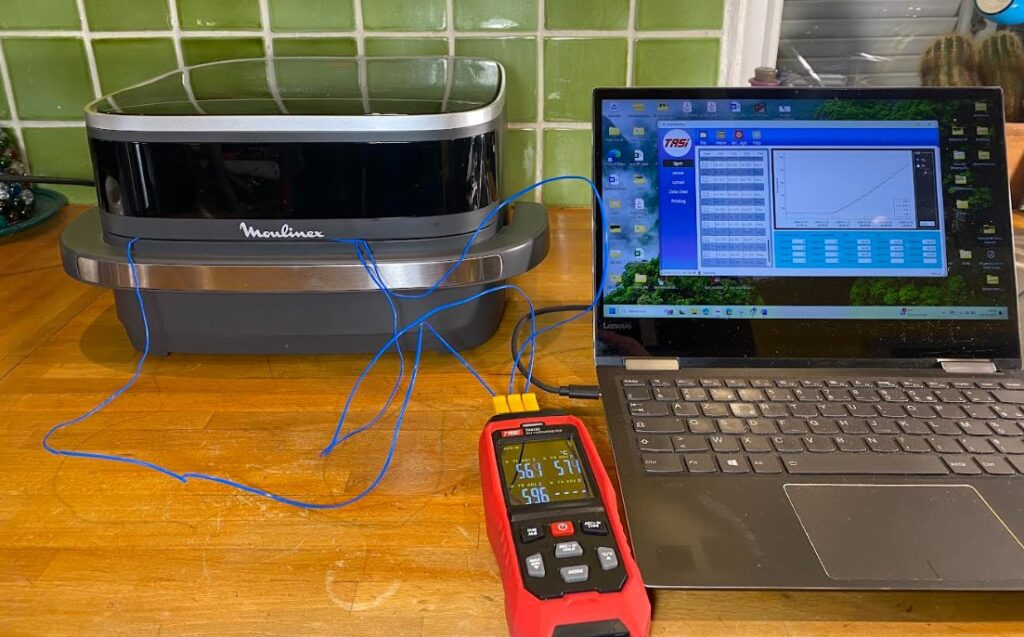 Mesures cuisson sur l'Airfryer Moulinex Easy Fry XL Surface (c) Labo Maison