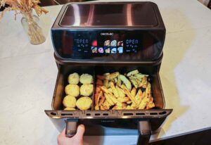 Nous avons prépapré plusieurs repas dont des des potatoes au paprika fumé et des nuggets maison. Le temps ed  cuisson a dû être ajusté en raison des oscillations de température. (c) Labo Maison