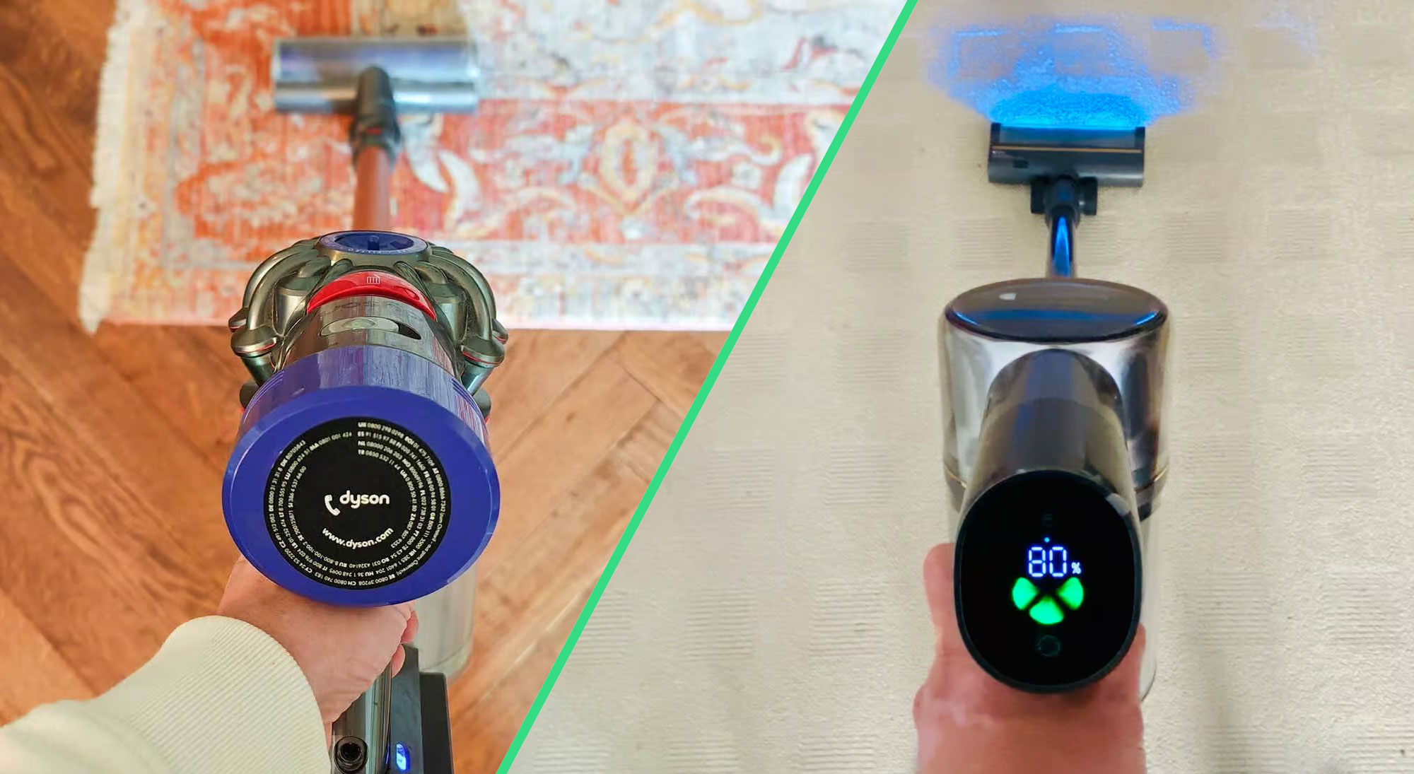 Dreame R20 ou Dyson V8 ? Modernité ou fiabilité, découvrez quel aspirateur balai vous convient ! (c) Labo Maison