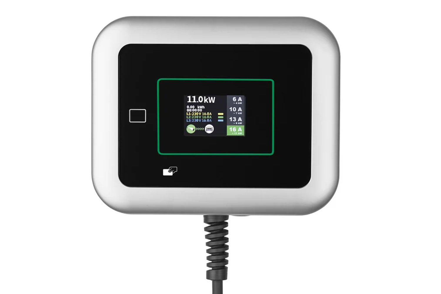 L'écran LCD couleur de 3,3 pouces affiche clairement la puissance, le temps et l'état de la charge.