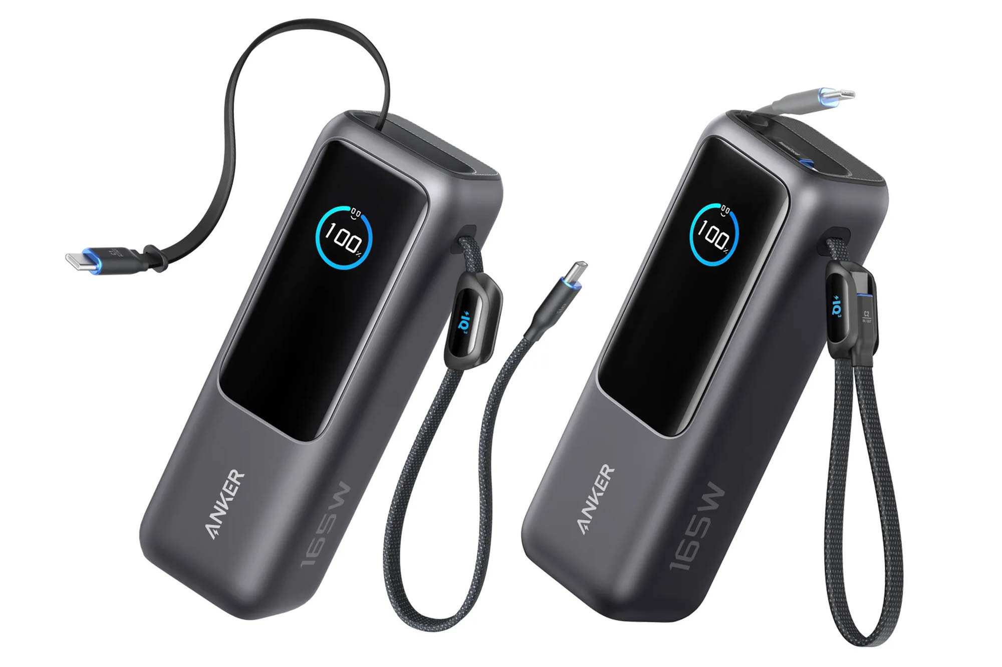 Anker lance une batterie 165W compacte avec câbles USB-C rétractables et écran pour le suivi de la charge.