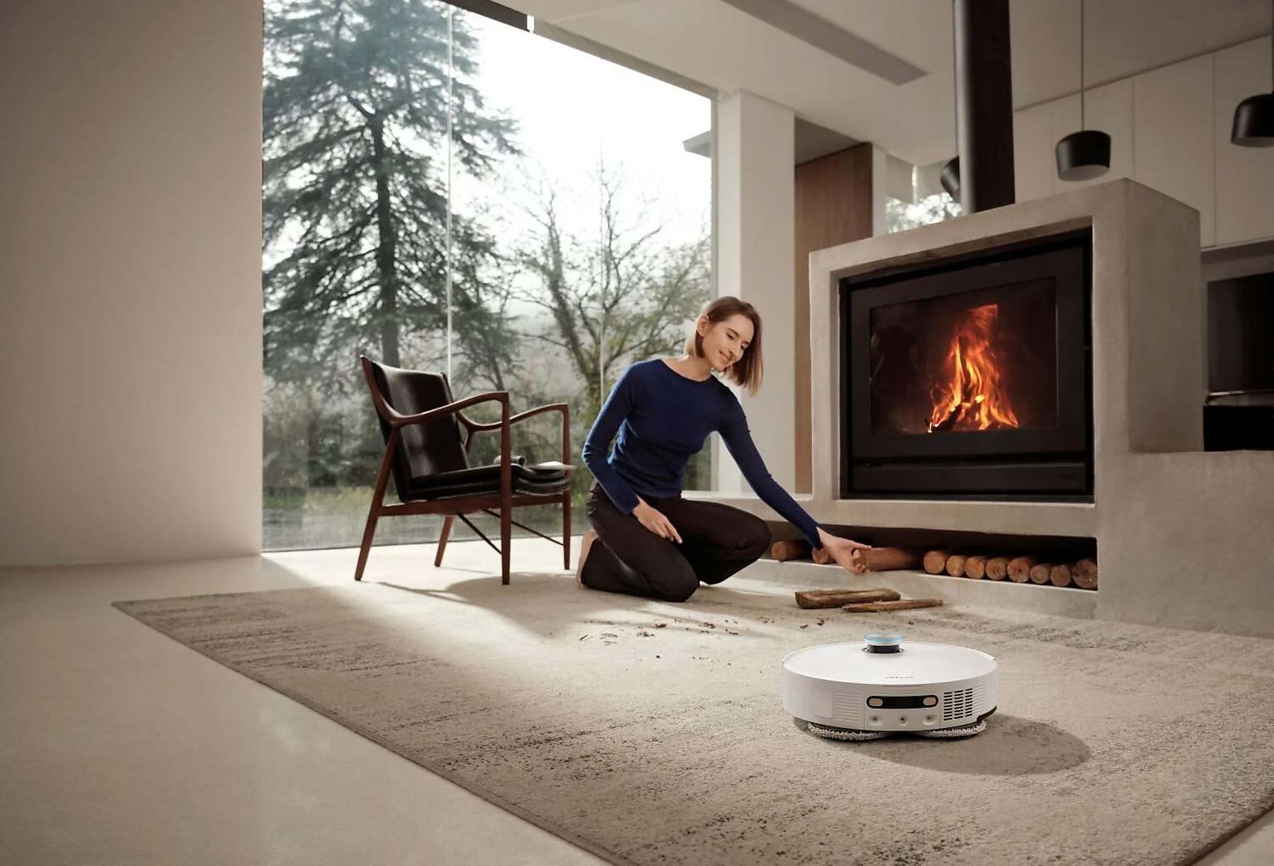 Le Dreame L50 Pro Ultra détecte les tapis, relève ses serpillières et sa brosse latérale, et booste son aspiration pour un nettoyage en profondeur.