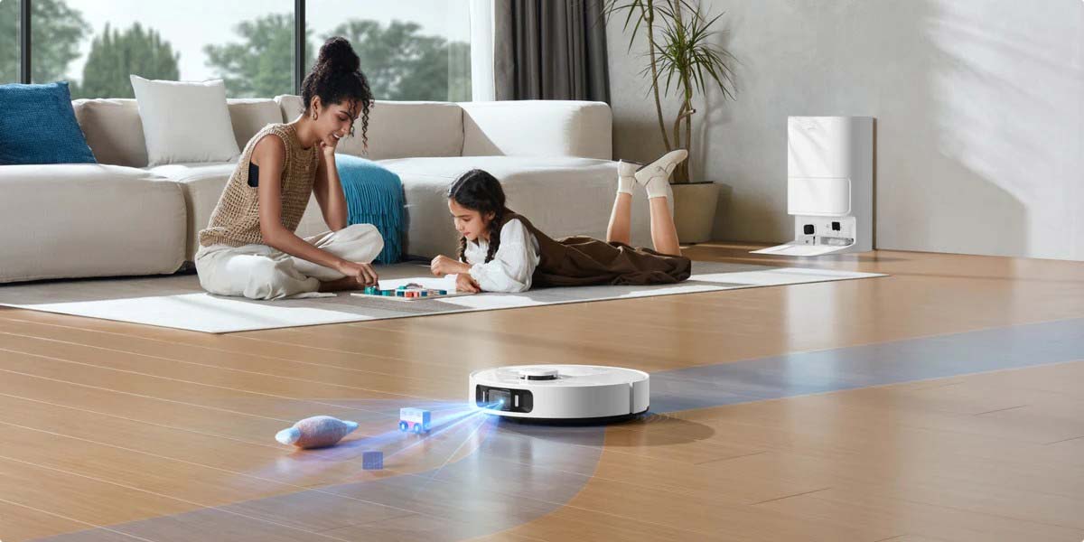 Le Mova S20 Ultra détecte plus de 70 obstacles grâce à ses capteurs 3D, évitant câbles et objets.