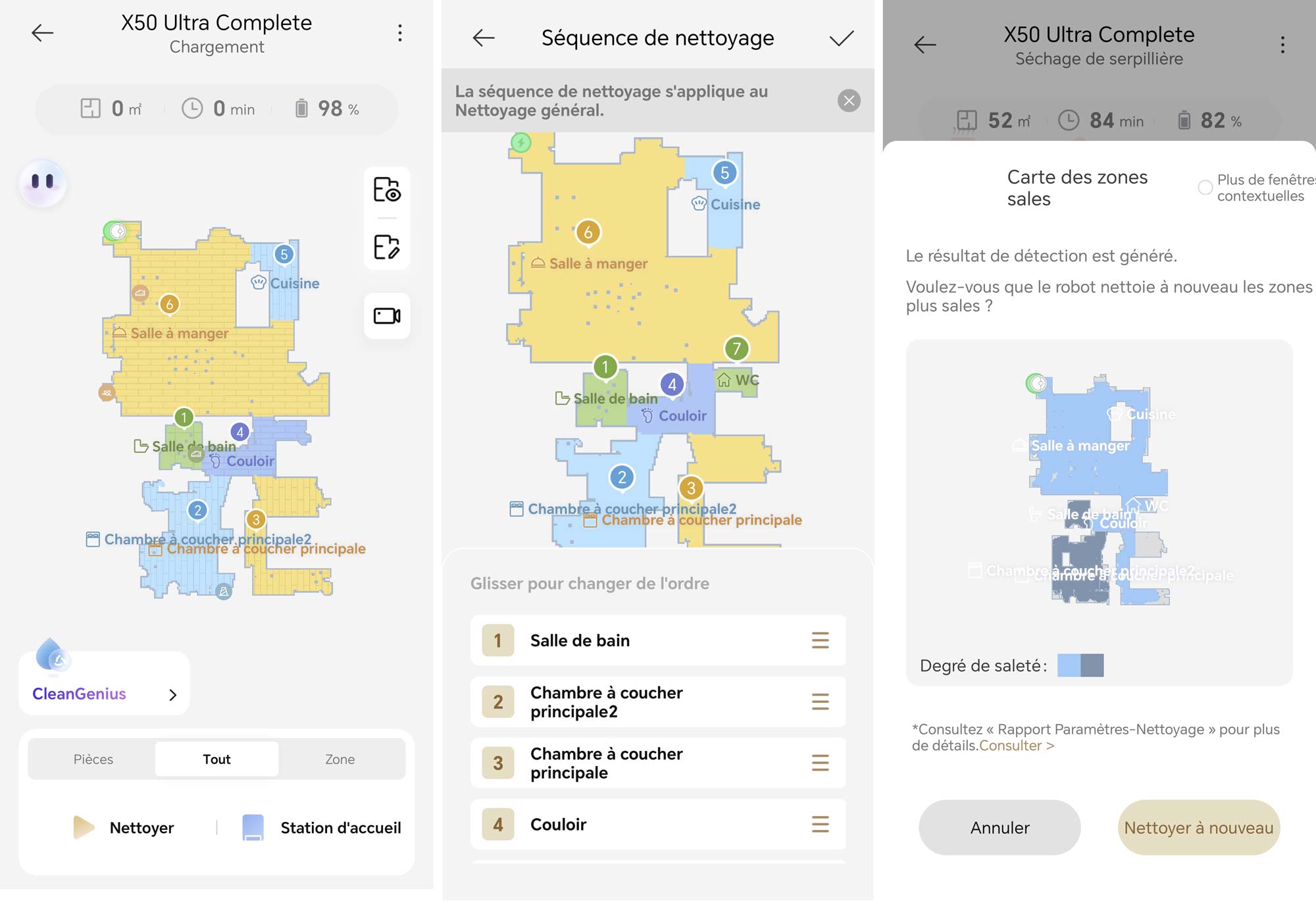 Le Dreame X50 Ultra propose une cartographie précise et rapide, nomme les pièces automatiquement et enregistre jusqu’à 4 cartes. (c) Labo Maison