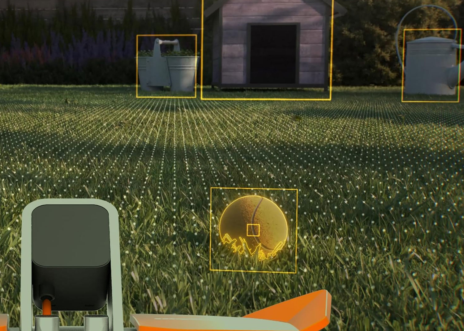 Le Landroid Vision détecte et évite instantanément les obstacles grâce à son réseau neuronal avancé.