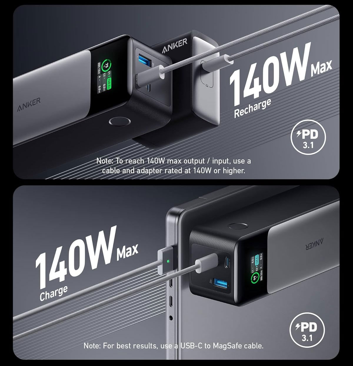 La batterie externe Anker 737 PowerCore 24K est compatible Power Delivery 3.1.