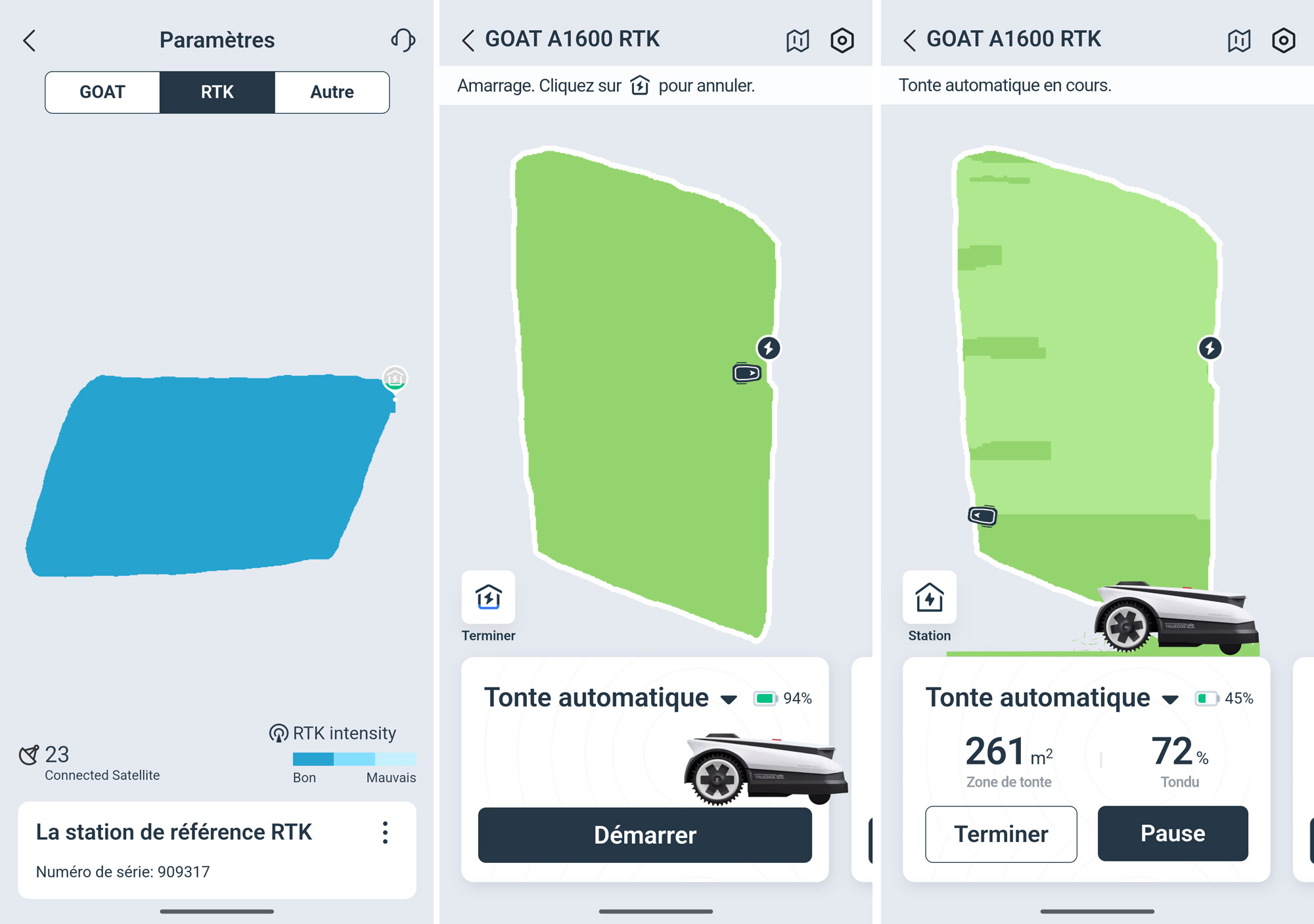 Le Goat A1600 RTK délimite la zone de tonte automatiquement ou manuellement via un joystick dans l’appli. (c) Labo Maison