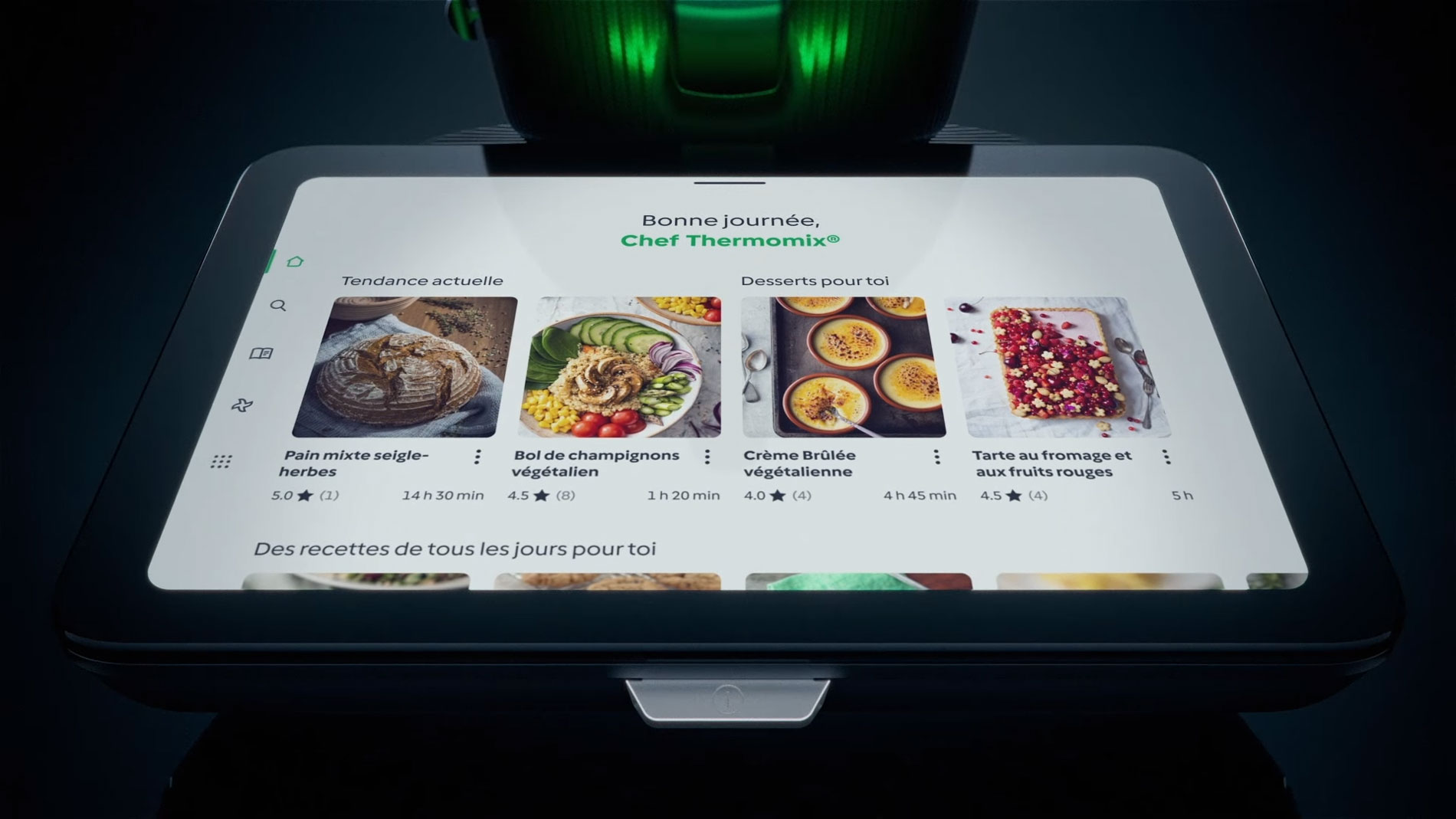 L'interface Cookidoo du TM7 évolue avec un affichage plus clair et une navigation simplifiée pour plus de confort.