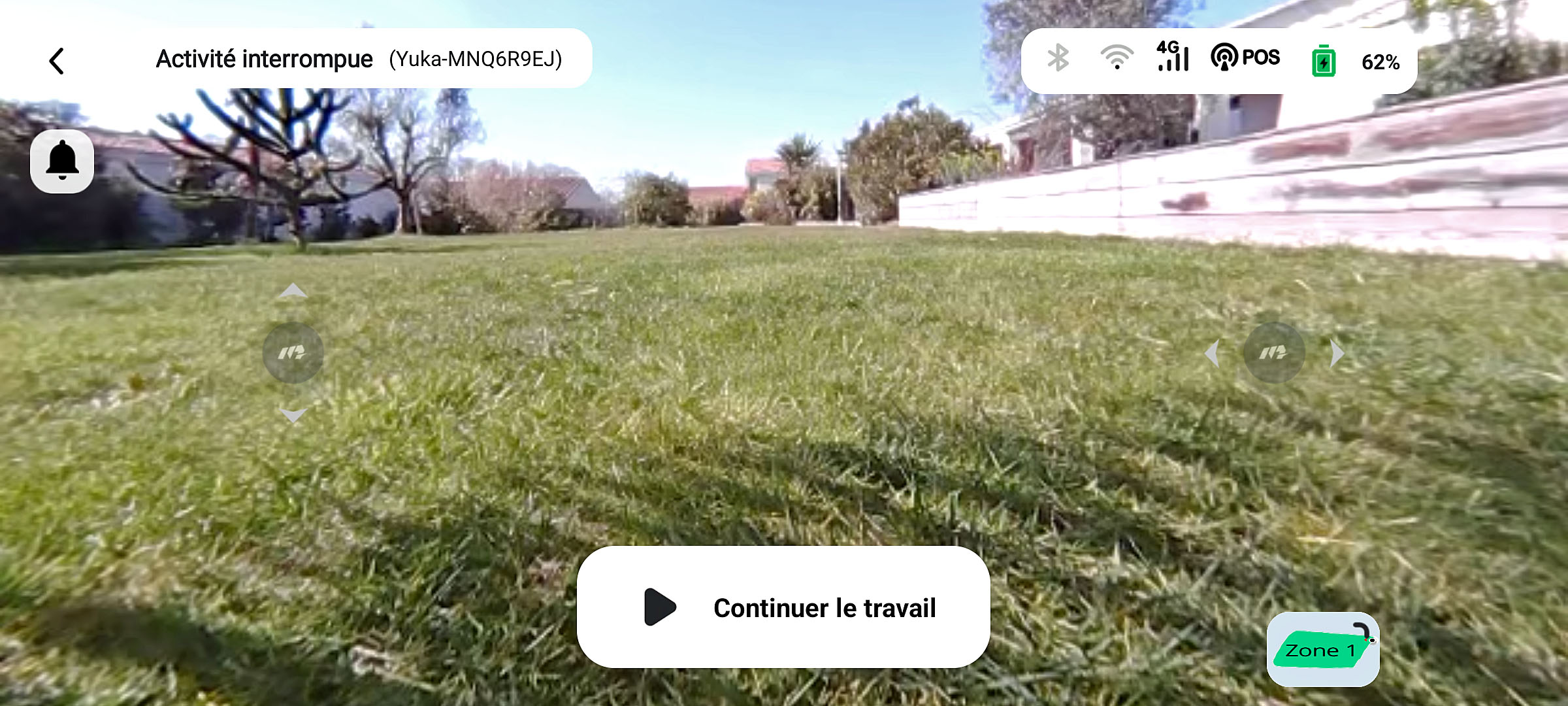 La fonction FPV permet de surveiller le jardin via la caméra embarquée à la Yuka Mini © Labo Maison / Valentin Lebrun