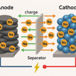 La batterie sodium-ion remplace le lithium par du sodium, tout en conservant le même principe de fonctionnement. (c) Dall.E