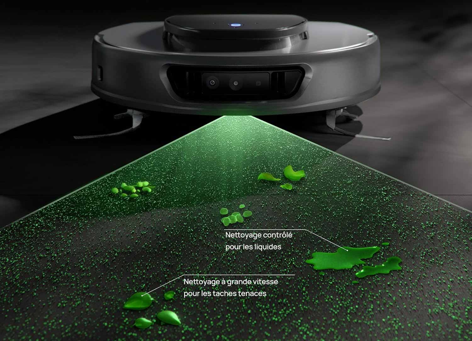 DirtScan analyse le sol avec précision pour cibler les zones les plus sales.