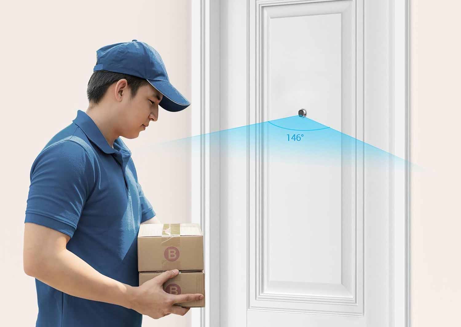 Judas connecté EZVIZ HP2 avec caméra grand angle 146° pour une vision large du palier.