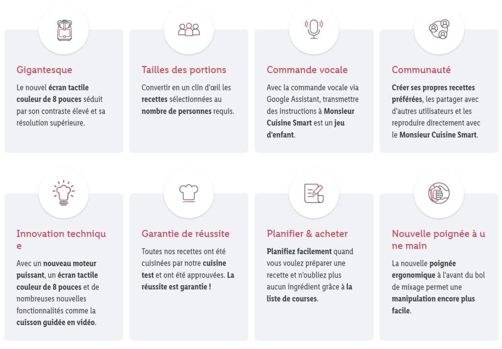 Les atouts mis en avant par Lidl pour son robot Monsieur Cuisine Smart