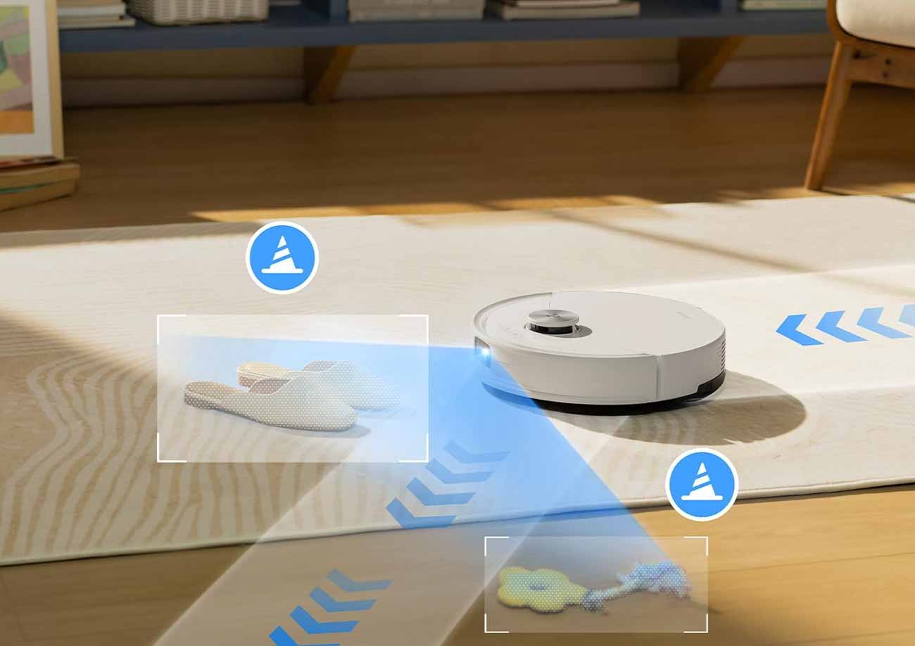Détection intelligente des obstacles pour un nettoyage fluide et sans blocage.