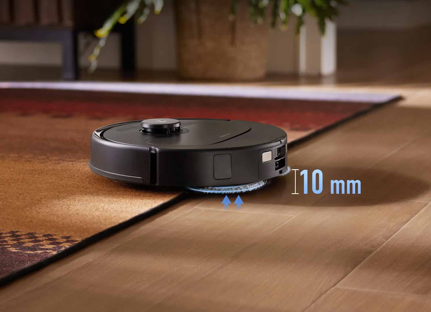 Les serpillières se relèvent de 10 mm pour protéger les tapis lors du nettoyage.