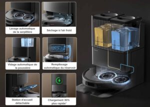Aspirateur robot Roborock QV35S avec station tout-en-un et serpillières rotatives