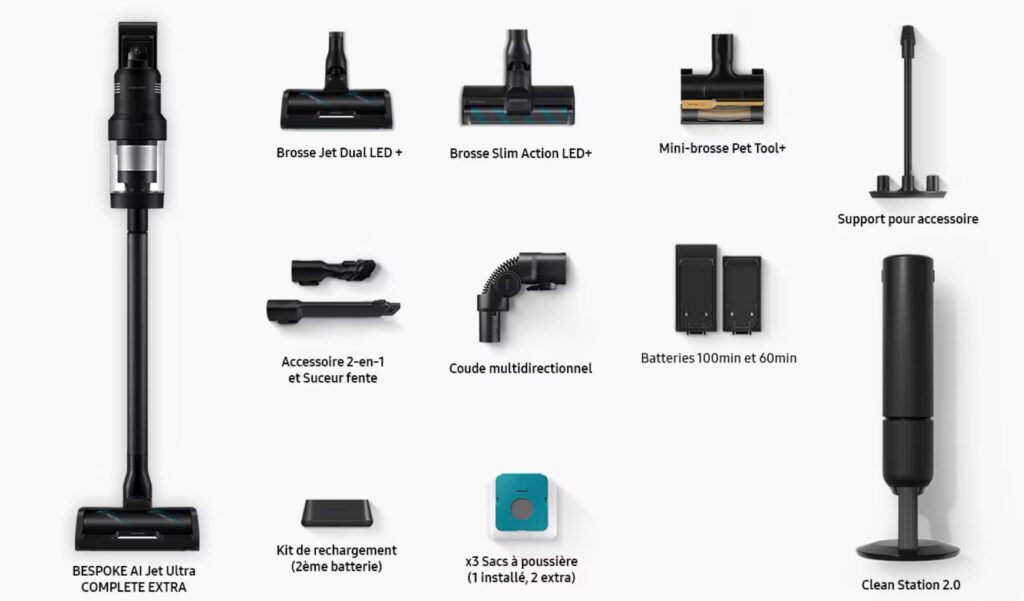 Les accessoires du Samsung Bespoke AI Jet Ultra