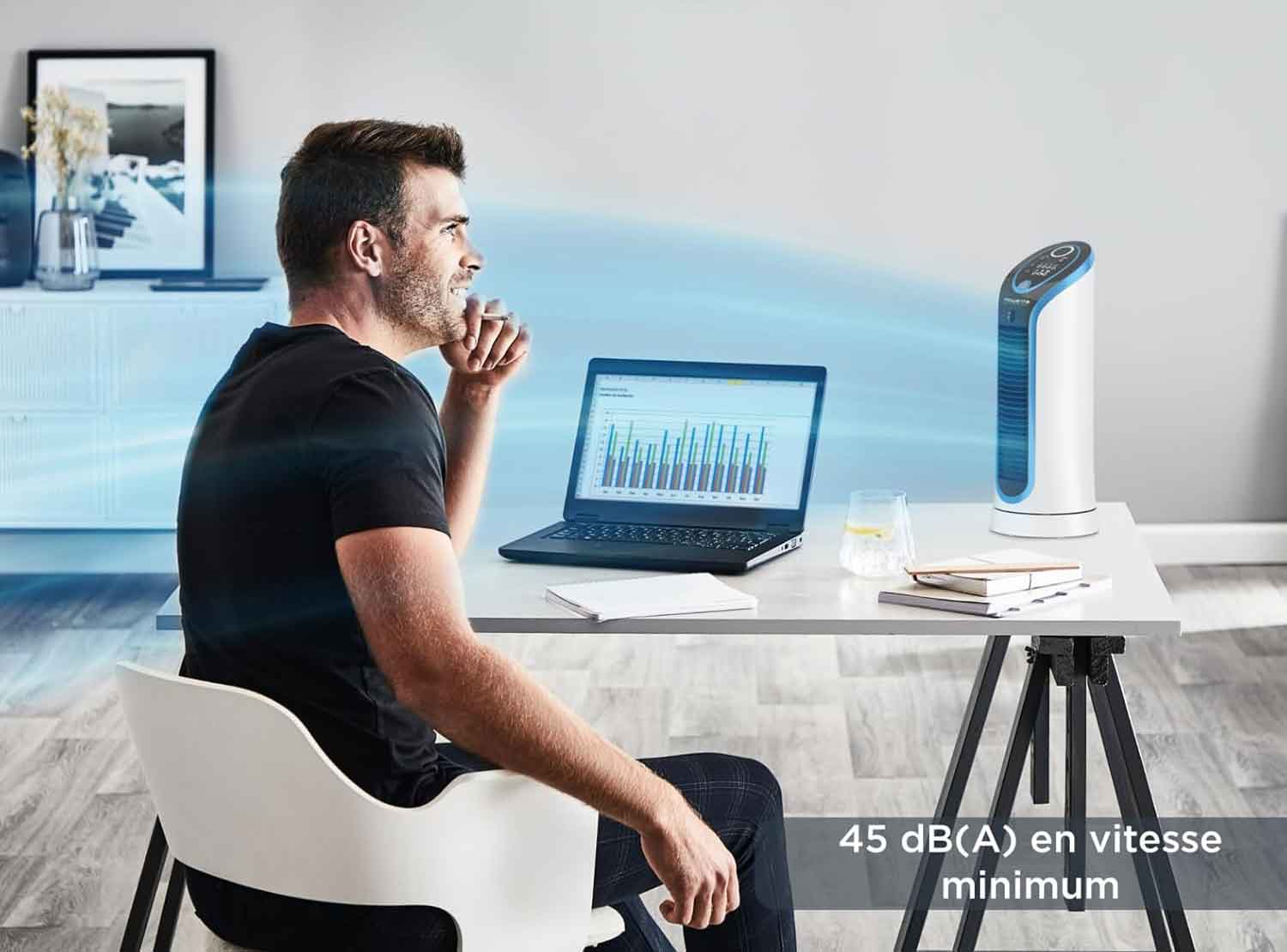 Niveau sonore de 45 dB(A) en vitesse minimale pour un fonctionnement discret